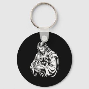 Chaveiro Jesus Panda Lixo Guaxinim Desperdiçado Guaxinim An