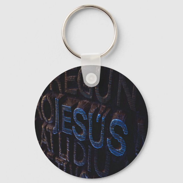 Chaveiro Jesus, Pedra Azul, Amor a Deus Cristão (Frente)