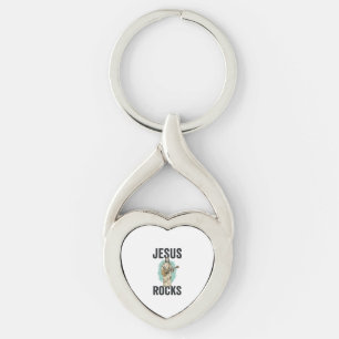 Chaveiro Jesus Rocks Guitar Entalhe Cristão Vintage Des