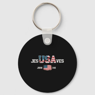Chaveiro Jesus Salva Bandeira Americana Patriótica Cristã