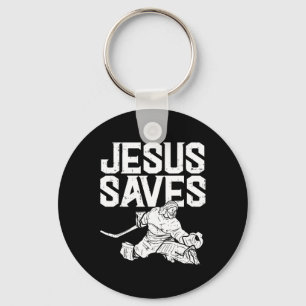 Chaveiro Jesus salva goleiro de hóquei no gelo esporte reli