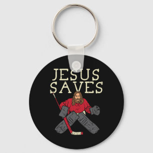 Chaveiro Jesus Salva Goleiro de Hóquei no Gelo Religioso Cr