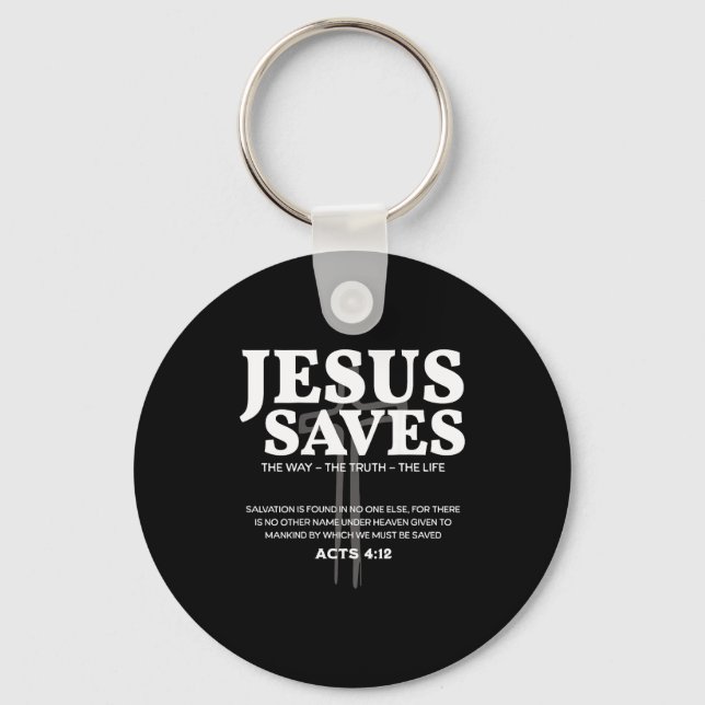 Chaveiro Jesus Salva Versículo Bíblico Atos 4_12 Cristão  (Frente)