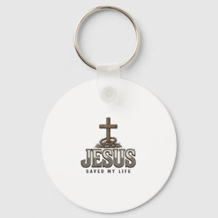 Chaveiro Jesus Salvou Minha Vida Engraving Vintage Design C