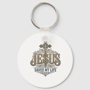 Chaveiro Jesus Salvou Minha Vida Estampa Vintage Cristã Sh