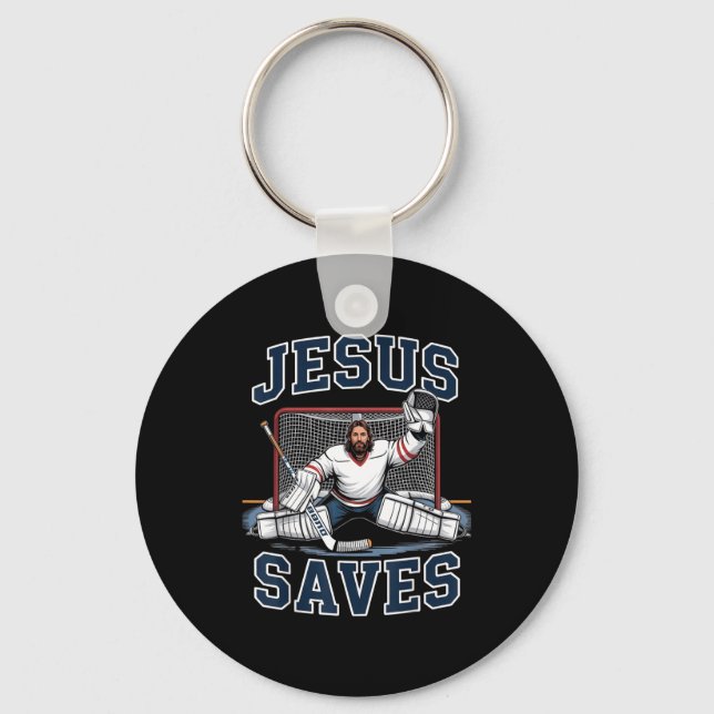 Chaveiro Jesus Saves Hockey Player Team God Hockey Lovers H (Frente)