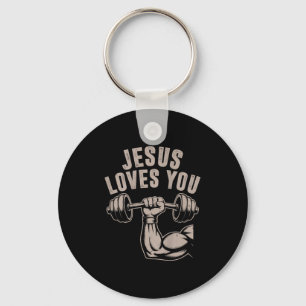 Chaveiro Jesus Te Ama Engraçado, Gym Barbel