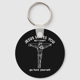 Chaveiro Jesus te ama, mas eu não te deixo.