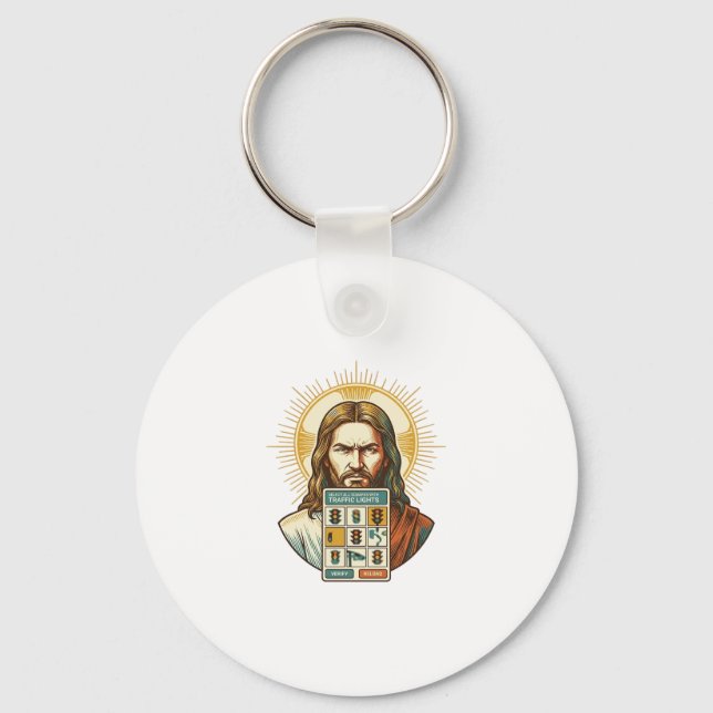 Chaveiro Jesus Verificação de Captcha Sem Fim Semáforos (Frente)