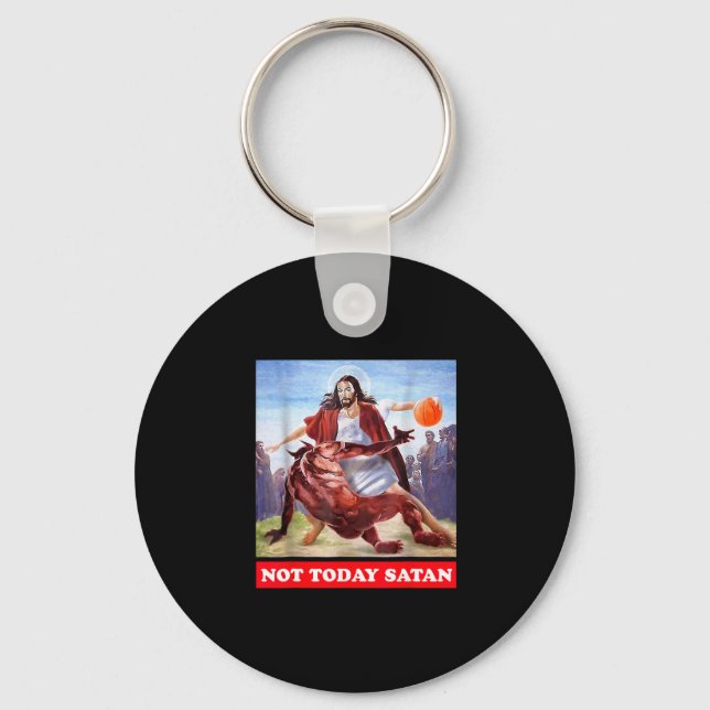Chaveiro Jesus Vintage Engraçado Vs Satanás Esqueleto - Não (Frente)