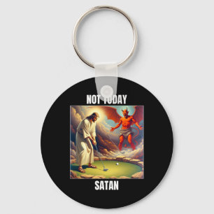 Chaveiro Jesus Vs Satanás Jogando Golfe - Não Hoje Satanás