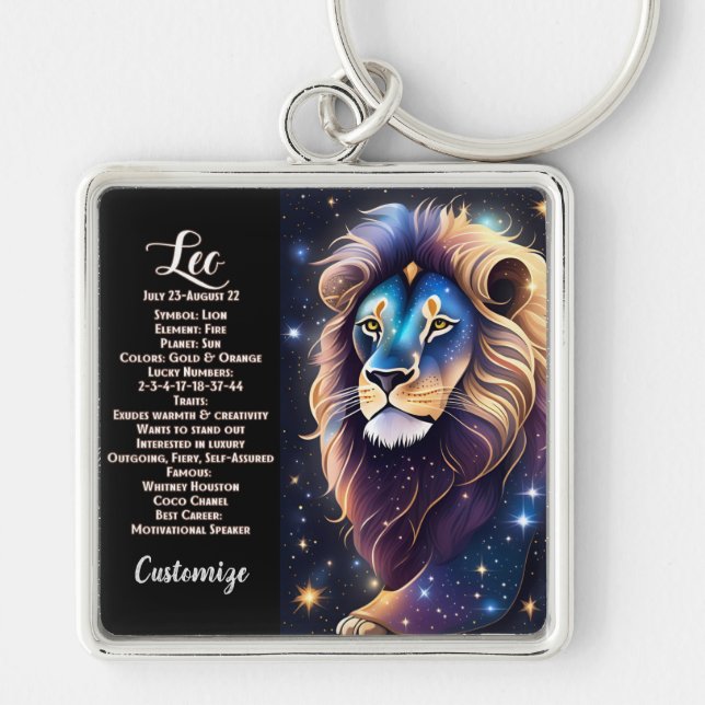 Chaveiro Jewel Galaxy Zodiac Leo Personalizado (Frente)