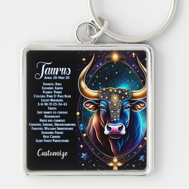 Chaveiro Jewel Galaxy Zodiac Taurus personalizado (Frente)