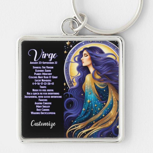 Chaveiro Jewel Galaxy Zodiac Virgo Personalizado (Frente)