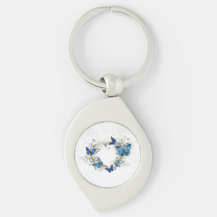 Chaveiro Jewelry Heart with Butterflies Morpho