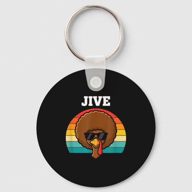 Chaveiro Jive Turkey Afro Retro 70s Thanksgiving Turkey Day (Frente)