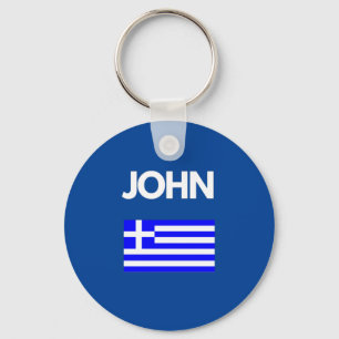 Chaveiro João Grego Nome com Design de Bandeira Grego