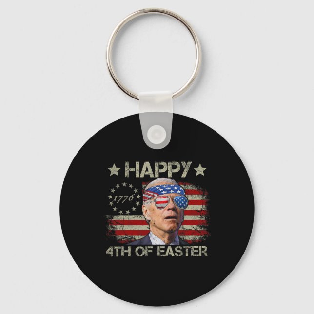 Chaveiro Joe Biden engraçado 4 de julho Feliz 4 de Páscoa E (Frente)