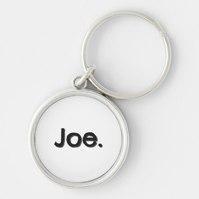 Chaveiro Joe. Nome Palavra em letras pretas sobre branco (Frente)