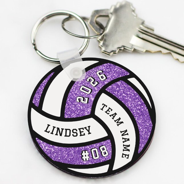 Chaveiro Jogador da Equipe de Voleibol - Gito Roxo (Volleyball Team Player Purple Glitter Keychain
)
