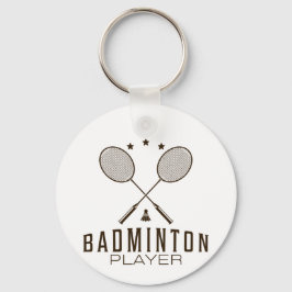 Chaveiro Jogador de Badminton com Rackets Minimalista