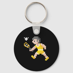 Chaveiro Jogador de Badminton em Pixel Art de Jogo de Vídeo