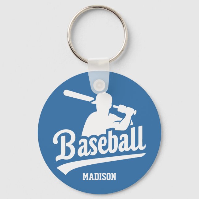 Chaveiro Jogador de Baseball de Nome e Cores Personalizado (Frente)