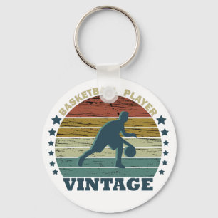 Chaveiro Jogador de basquete dribblando vintage retro sunse