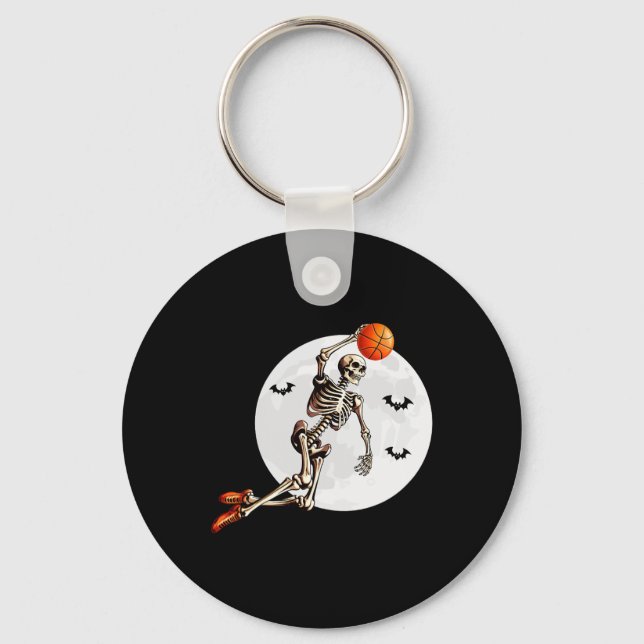 Chaveiro Jogador de basquete Skeleton Dunk Lua de Halloween (Frente)