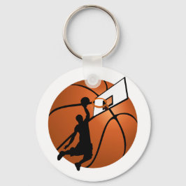 Chaveiro Jogador de Basquete Slam Dunk com Hoop na Bola