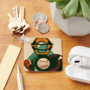 Chaveiro Jogador de beisebol do Vintage Sports, apanhador d