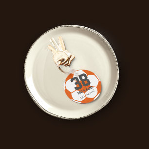 Chaveiro Jogador de Equipe de Futebol Branco Laranja ・ Pers