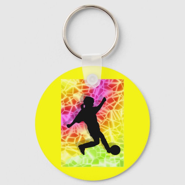 Chaveiro Jogador de futebol e mosaico fluorescente (Frente)