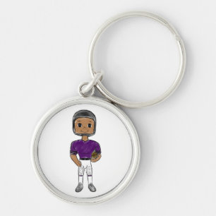Chaveiro jogador de futebol retrô vintage roxo preto simple