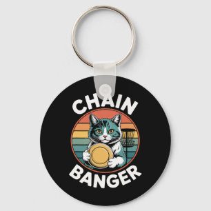 Chaveiro Jogador de Gato de Golfe de Frisbee Segurando Disc