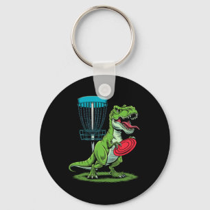 Chaveiro Jogador de golfe de disco de dinossauro engraçado 