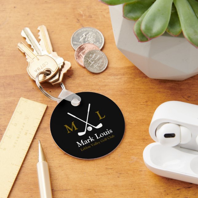 Chaveiro Jogador de Golfe Personalizado Preto (Mesa)