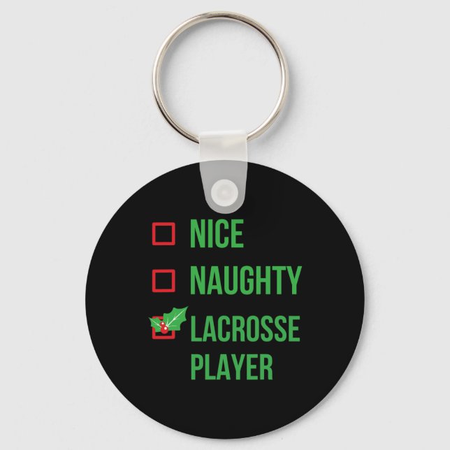 Chaveiro Jogador de Lacrosse Engraçado Presente de Natal do (Frente)