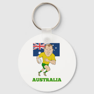 Chaveiro Jogador de rugby correndo com a bandeira da Austrá