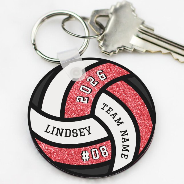 Chaveiro Jogador de Voleibol - Lingua Vermelha (Volleyball Team Player Glitter Keychain)
