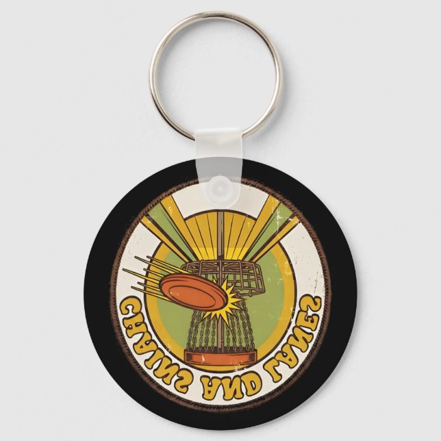 Chaveiro Jogador do campo de disc golf Chains And Lanes (Frente)