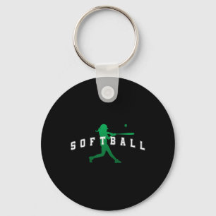 Chaveiro Jogador do Time Verde de Softbol Texto Varsity 