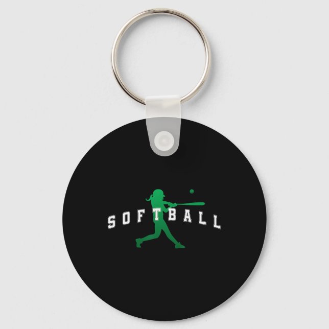 Chaveiro Jogador do Time Verde de Softbol Texto Varsity  (Frente)