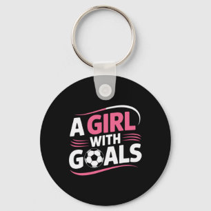 Chaveiro Jogadora de Futebol Feminino Uma Garota Com Metas