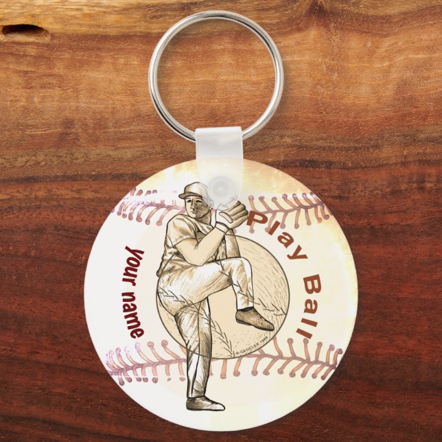 Chaveiro Jogar Baseball Pitcher (Frente)