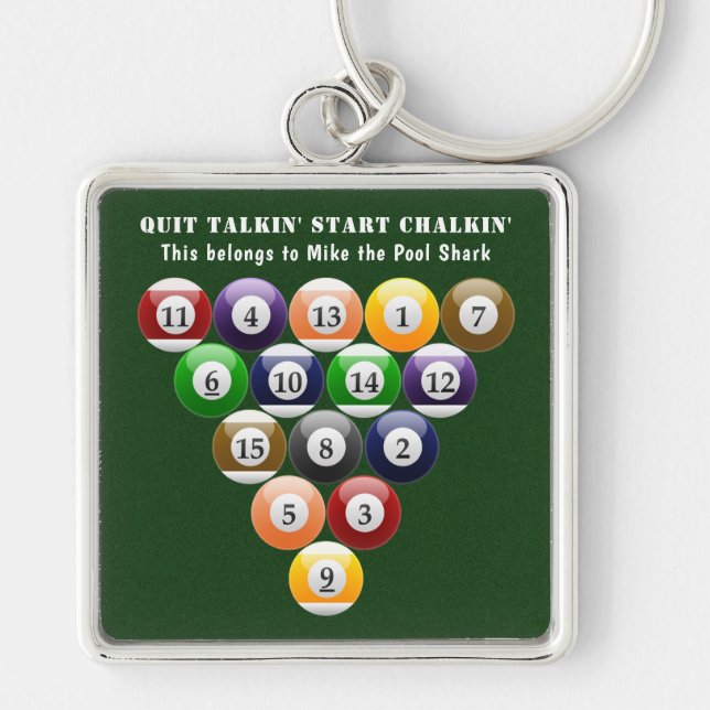 Chaveiro Jogo da piscina das bolas de bilhar 8-Ball da (Frente)