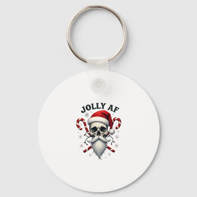 Chaveiro Jolly Af Christmas Skull Santa Hat Happy Xmas Holi (Frente)