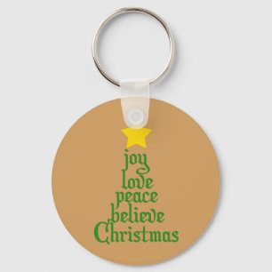 Chaveiro Joy, Love, Peace, Acredite, Natal