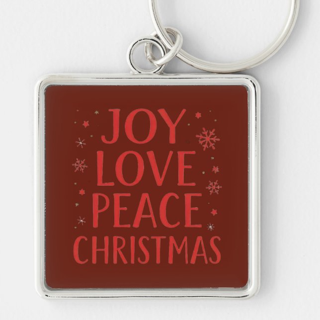 Chaveiro Joy Love Peace Christmas Festive Typography Hoodie (Frente)