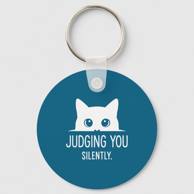 Chaveiro Judging You Silently - Funny Cat  (Frente)